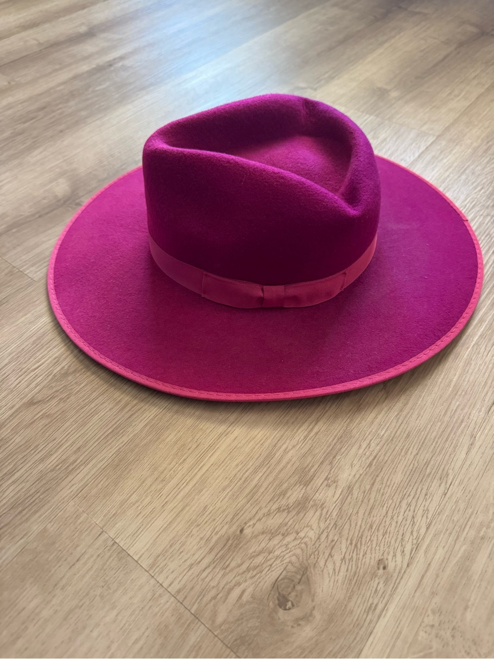 Fuchsia Wide-Brim Wool Fedora Hat - Women Accessories